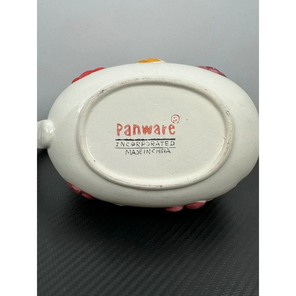 Panware Ceramic Fruit‎ Gravy Sauce Pitcher Creamer Red Yellow Pear Design